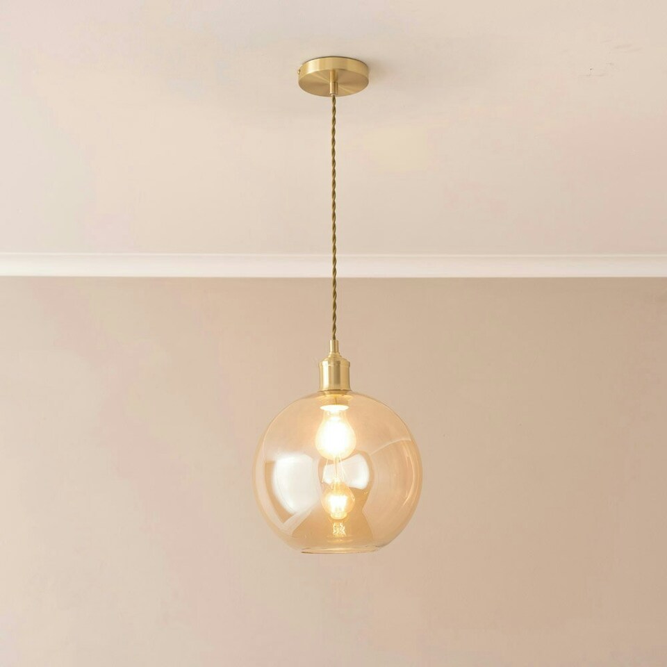 image 1 of ValueLights Shaw Brushed Gold Adjustable Single Pendant Ceiling Light Gold