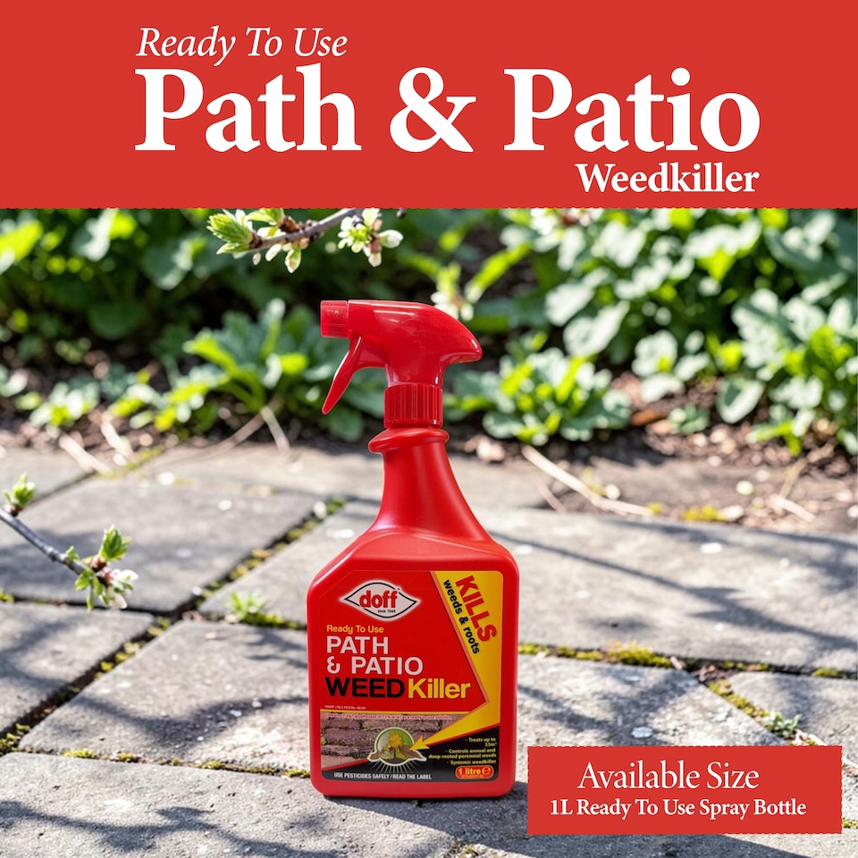 image 1 of Doff Path Patio Weedkiller Ready To Use Systemic Weed Control 1L Spray Bottle
