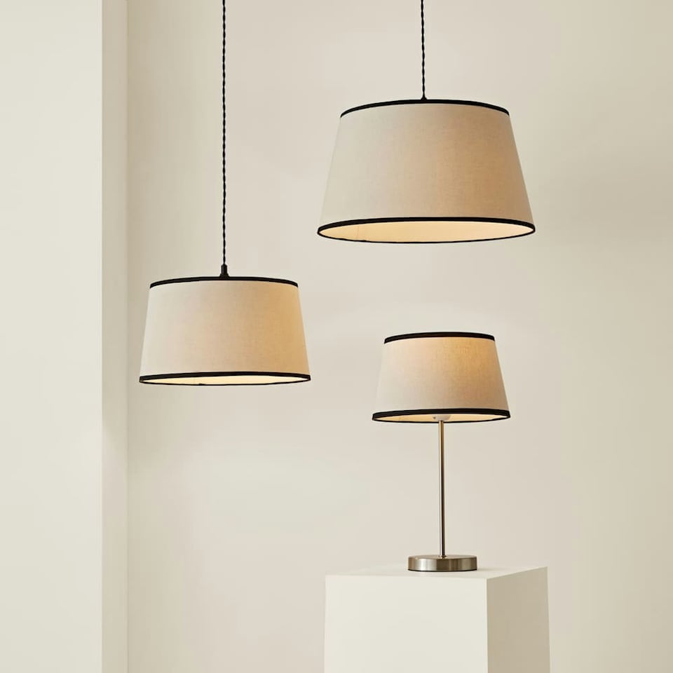 image 1 of ValueLights Aspen Medium Black Trim Tapered Lamp Shade Black