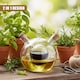image 5 of GEEZY Oil and Vinegar Dispenser Bottle Glass Olive Oil Pourer Dual Chambers 490ml