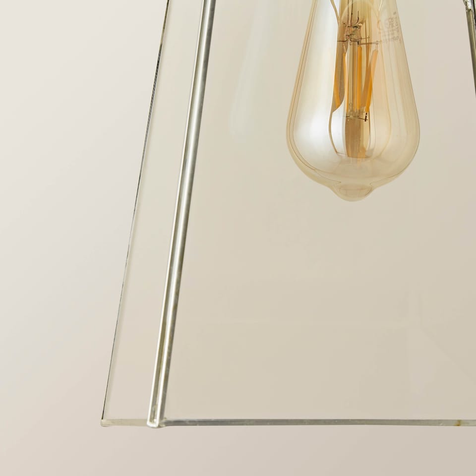 image 1 of ValueLights Susie Pair of Glass Pendant Lantern Chrome Lamp Shades | Chrome