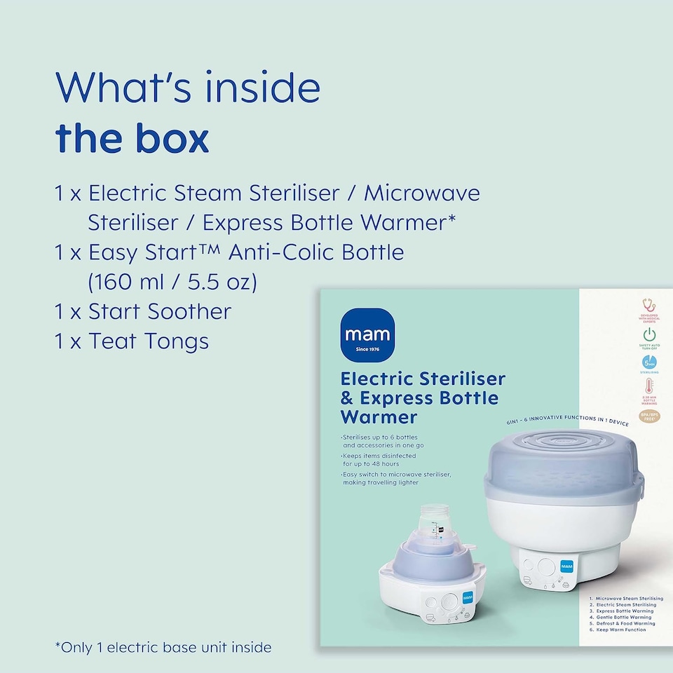 image 1 of MAM 6-in1 Anti-Colic Electric Baby Bottle Steriliser & Express Bottle Warmer Set