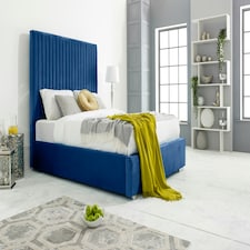 Merki Plush Single Bed Frame - Blue