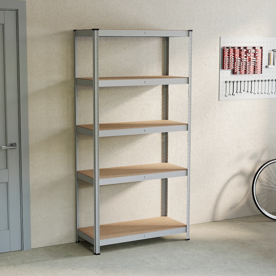 image 1 of Home Vida 5 Tier Garage Shelf Heavy Duty Boltless Shelving Storage Unit, Large, Galvanised