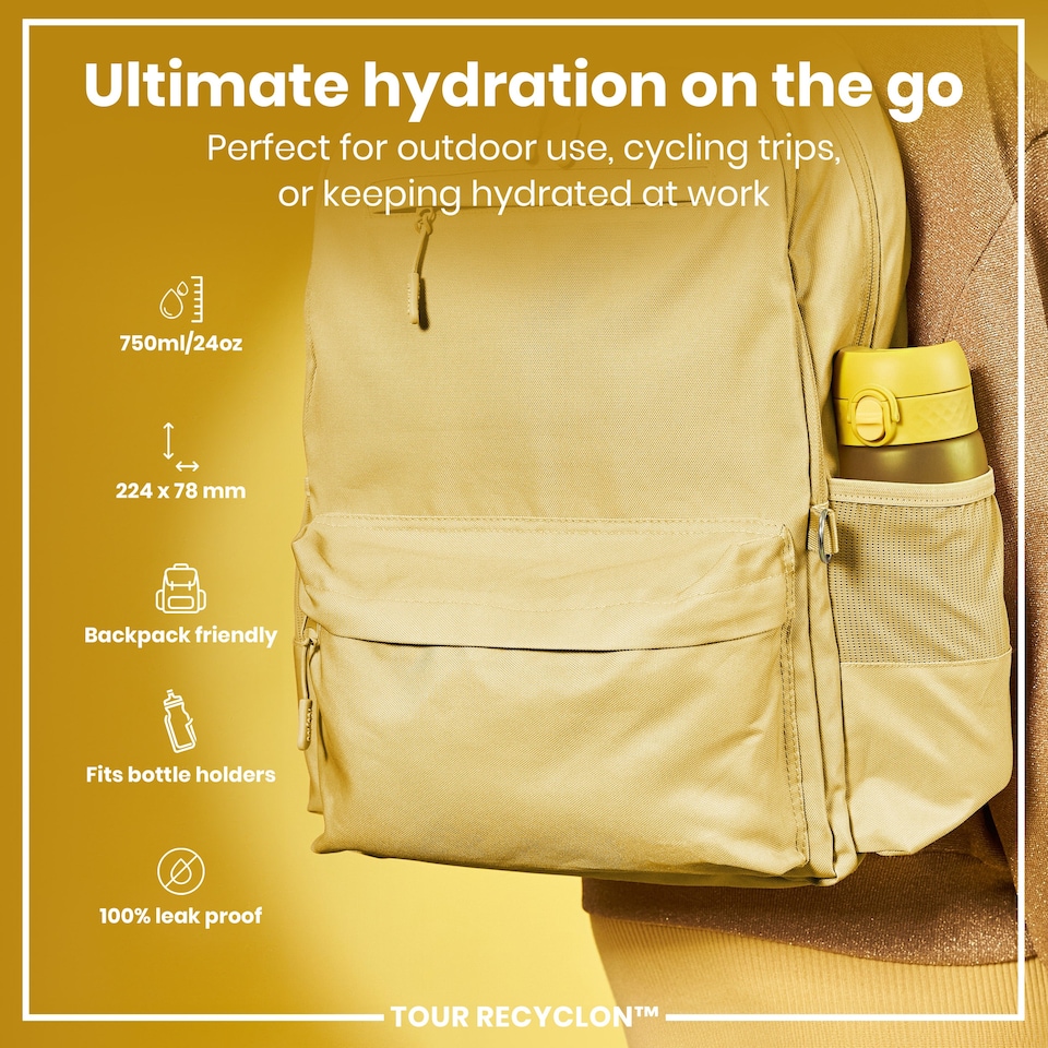 image 1 of Leak Proof Water Bottle, BPA Free, 750ml (24oz) | Yellow | Yellow | One Size