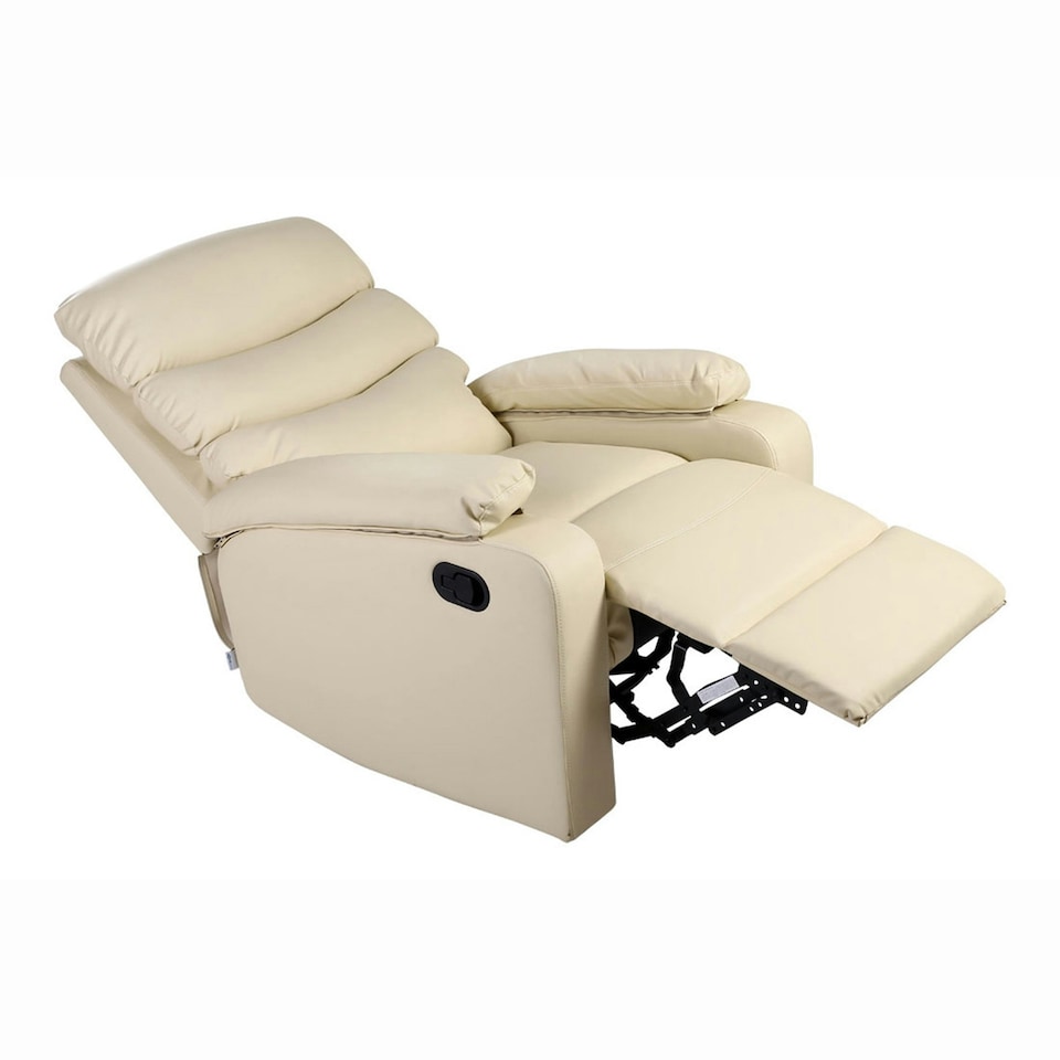 image 1 of Ashby Leather Recliner Armchair Sofa Home Lounge Chair (Cream)