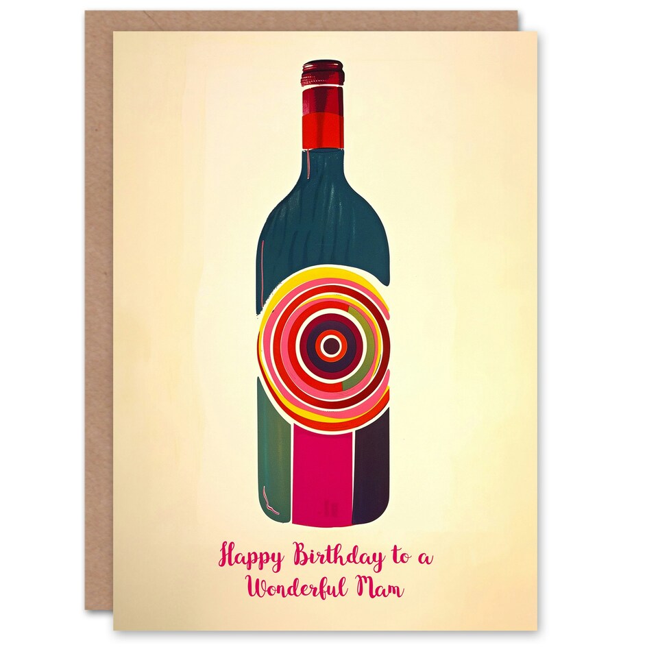 image 1 of Fun Funky Wine Bottle Party Red White Mam Her Birthday Card