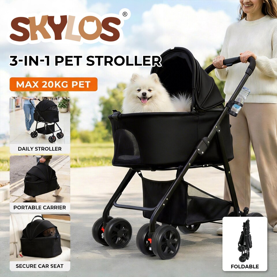 image 1 of Skylos Pet Stroller Dog Cat Puppy Pram Pushchair Travel Cart Buggy Carrier