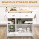 image 3 of HOMCOM Kitchen Storage Trolley with Adjustable Shelf, Rolling Kitchen Island with Drawers and Cabinets, 110 x 45 x 91cm, White