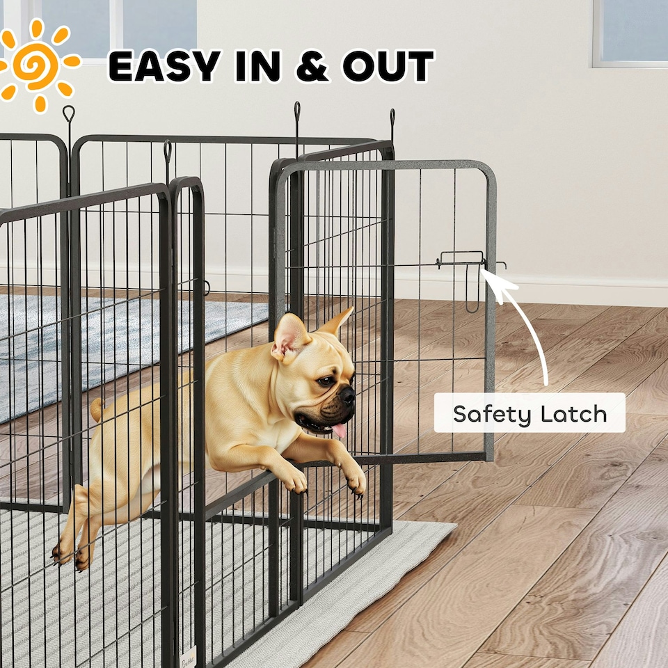 image 1 of PawHut Dog Pen, 12-Panel Puppy Pen for Medium Dogs, 80cm High, Black Black