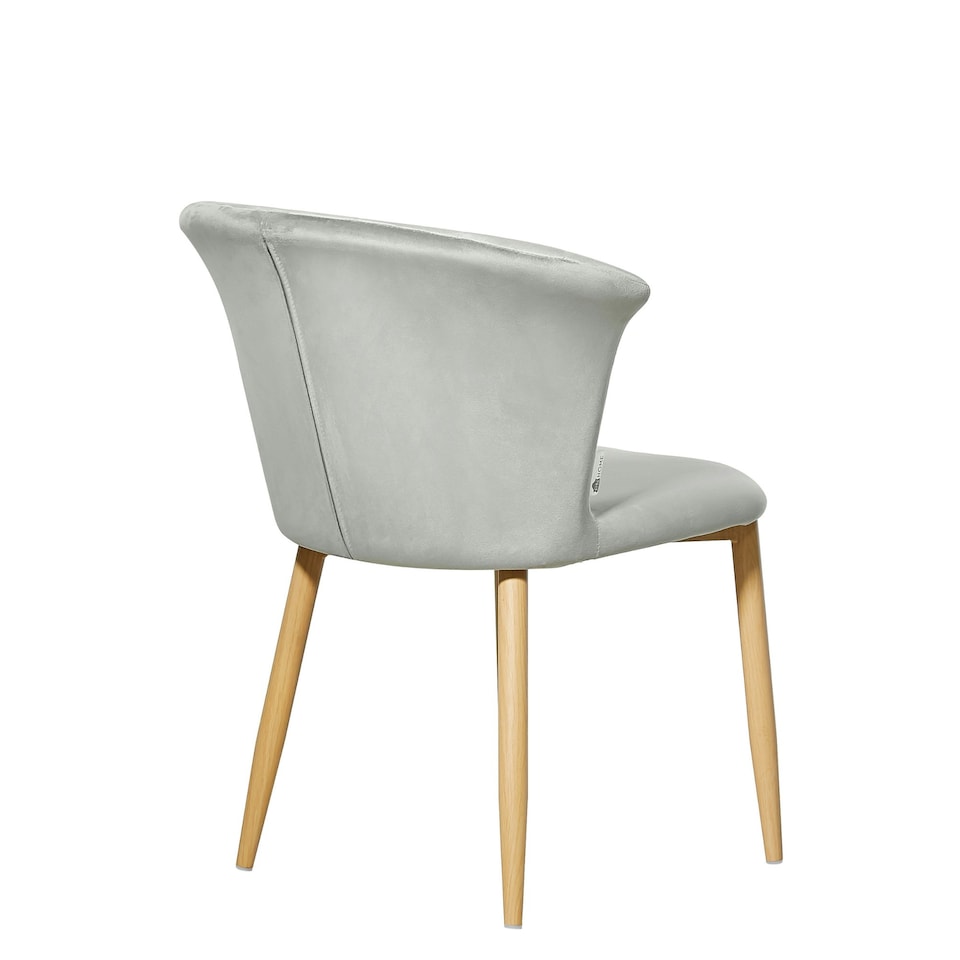 image 1 of Set of 2 Elsa Velvet Dining Chairs with Wooden Legs, Curved Back & Comfortable Seating | Grey