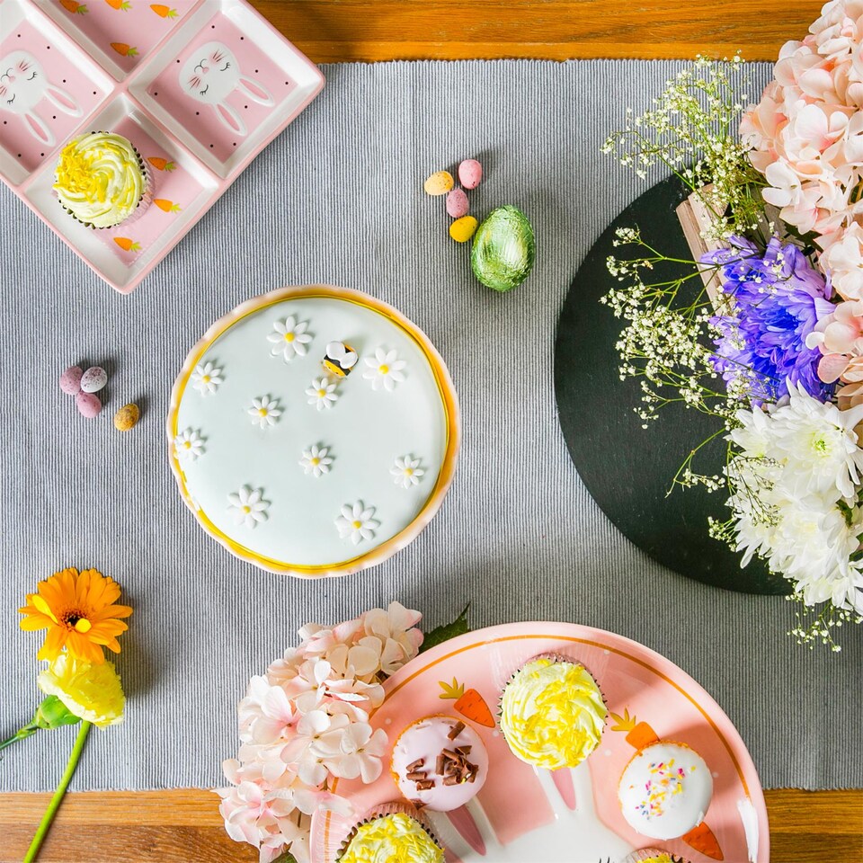 image 1 of Nicola Spring Easter Bunny Cake Stand - 18cm - White | White | White