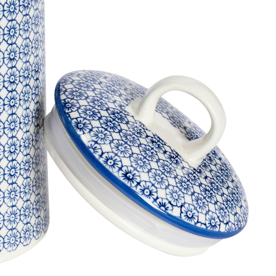 image 1 of Nicola Spring Hand-Printed Kitchen Canister - 15.5cm - Navy | Multi