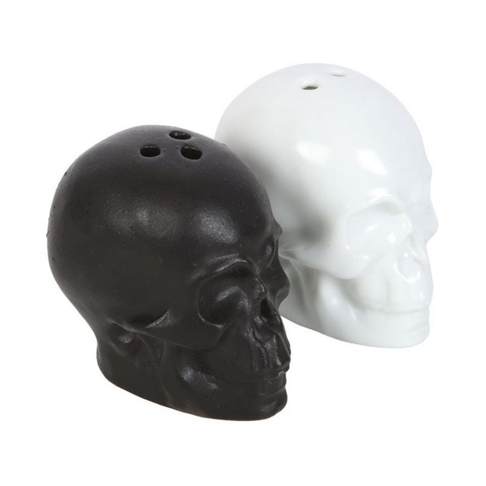 image 1 of Something Different Skull Salt And Pepper Shakers - Black/White - One Size