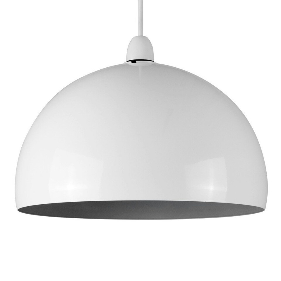 image 1 of ValueLights Modern Gloss White And Grey Metal Dome Ceiling Pendant Light Shade