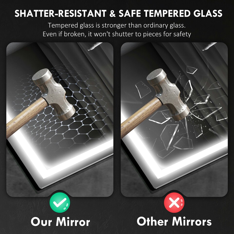 image 1 of HOMCOM 600 x 800 mm Bathroom Mirror with Bluetooth Lights Demister Pad Silver