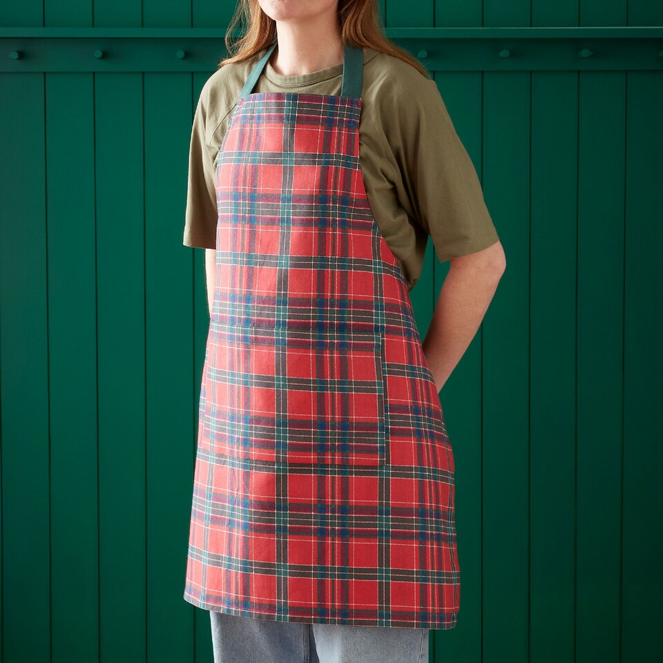 image 1 of Catherine Lansfield Christmas Tartan Check Cotton Kitchen Adult Apron