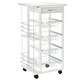 image 1 of HOMCOM Multi-Use Kitchen Island Trolley Baskets Side Racks Drawer Worktop White