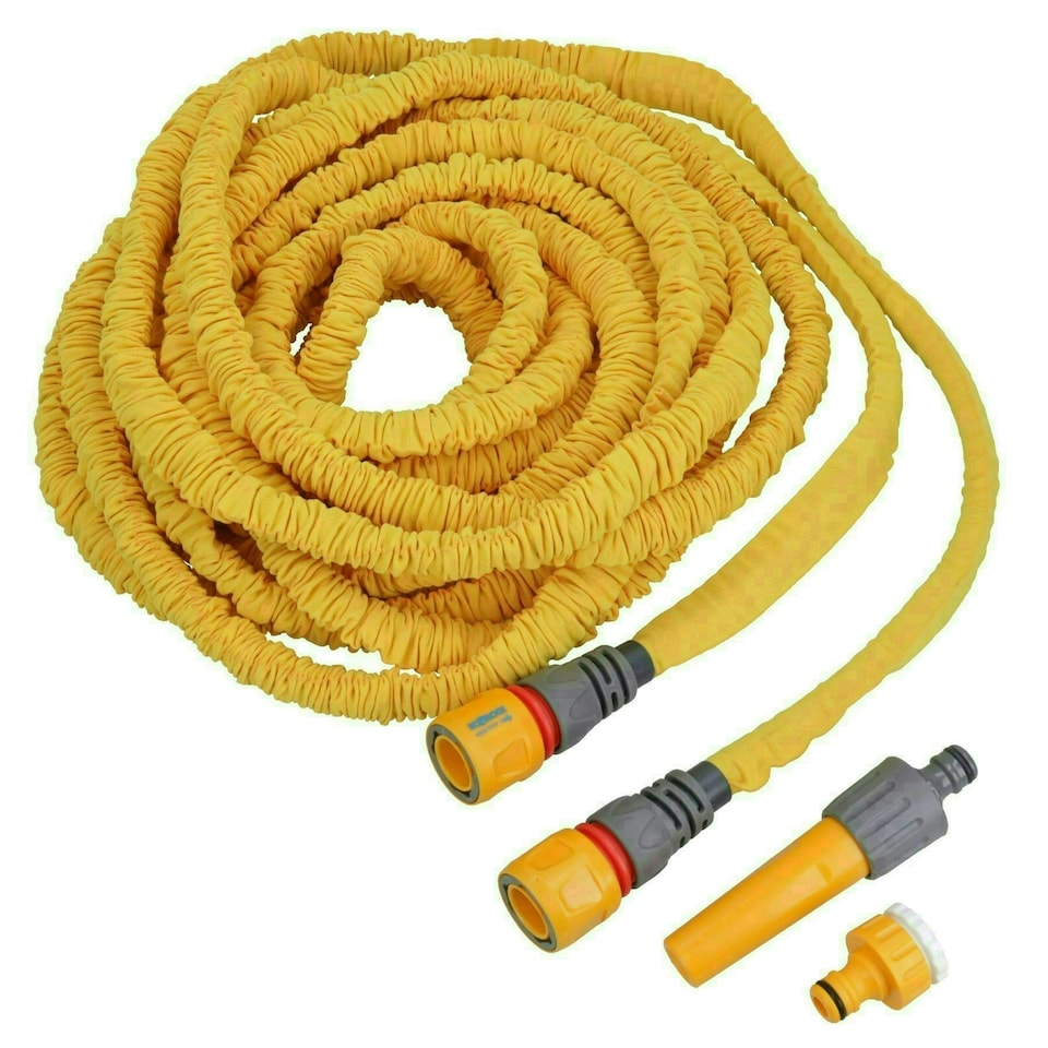 image 1 of 30 Metre Hozelock Superhoze Expanding Garden Hose Watering Pipe Kink Free Yellow