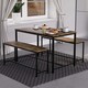 image 1 of Vida Designs Brooklyn 4 Seater Dining Set 3 Piece Table & Bench Set, Dark Wood