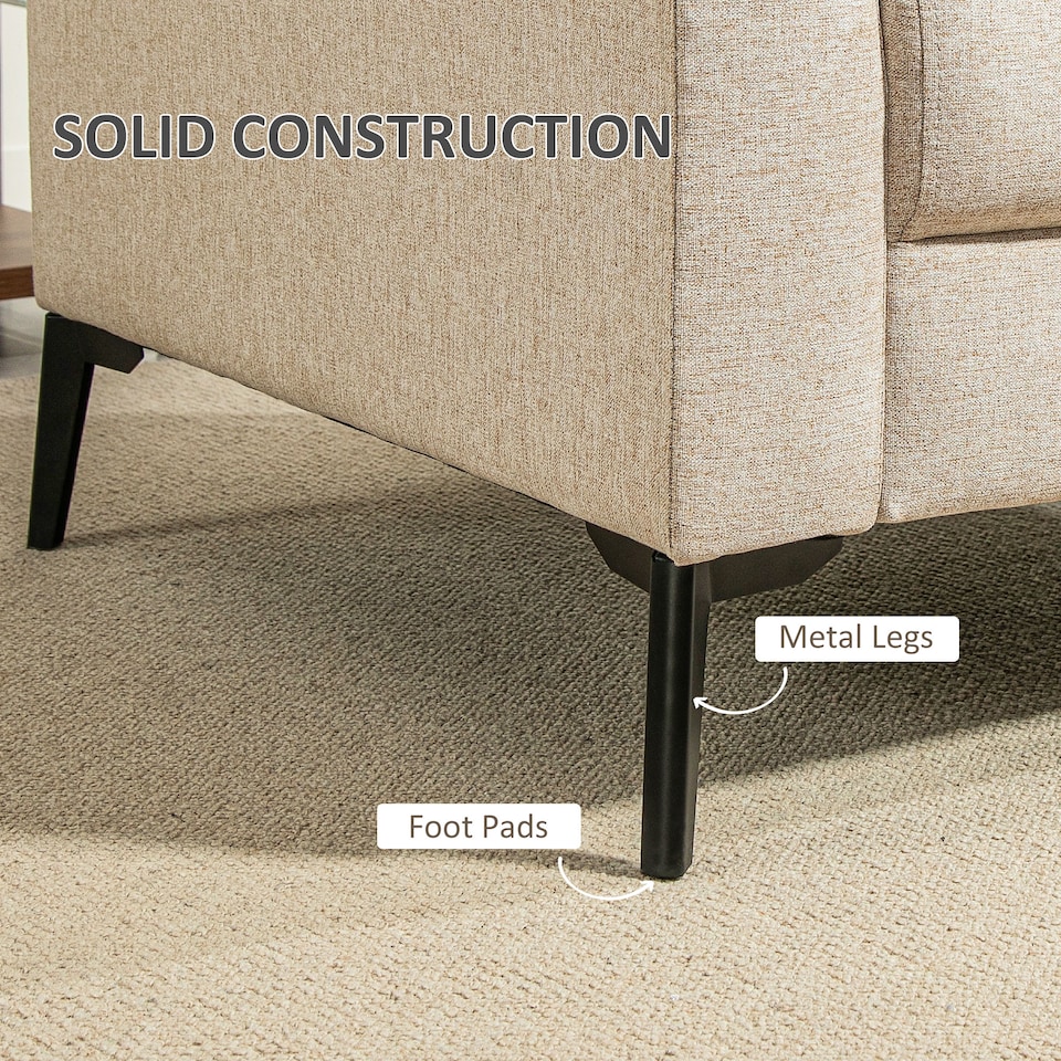 image 1 of HOMCOM Modern Armchair, Upholstered Linen Fabric Accent Chair with Metal Legs, Wood Frame and Thick Padded Cushion for Living Room Bedroom Office, Beige