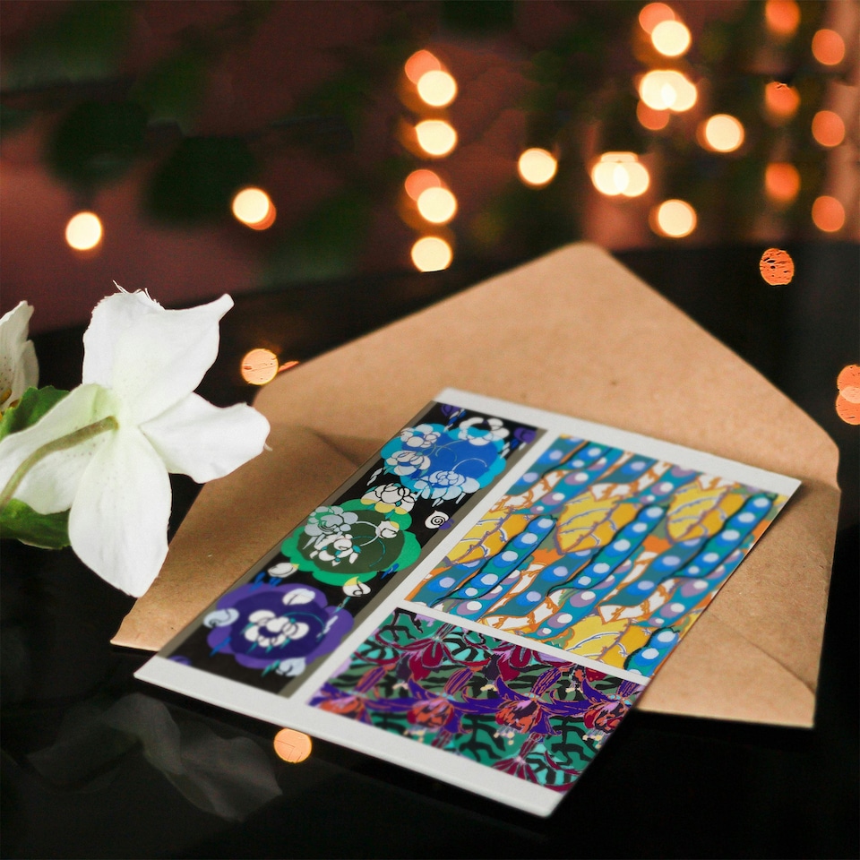 image 1 of Edouard Benedictus Art Card Colourful Floral Art Deco Patterns