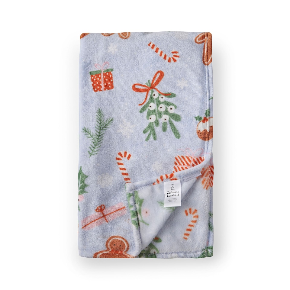 image 1 of Catherine Lansfield Christmas Gingerbread Cosy Fleece Blanket Throw