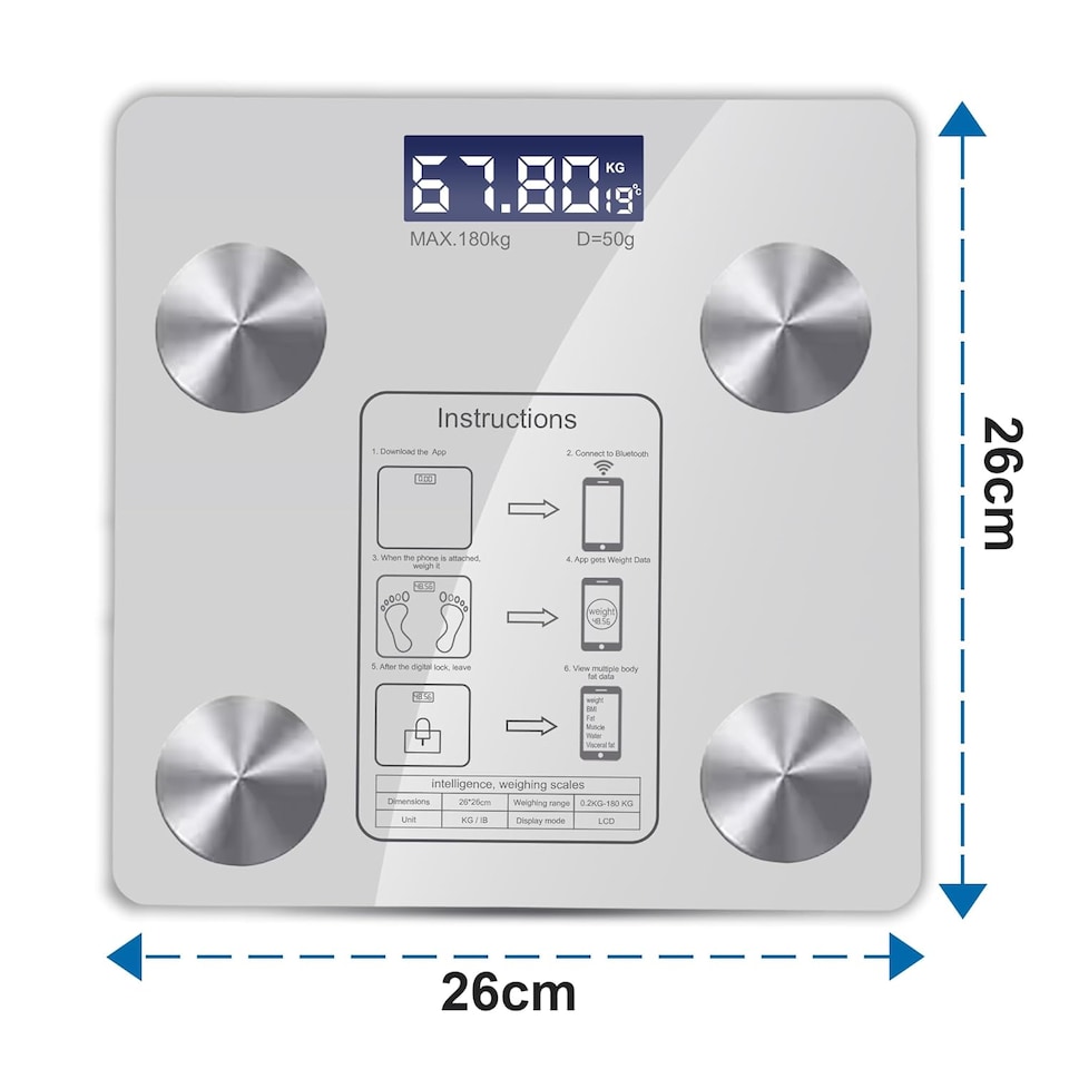 image 1 of Smart Bluetooth Weight Scales Bathroom Scales Weighing Body Scale with App Fitness Tracking High Accuracy Body Composition Monitor