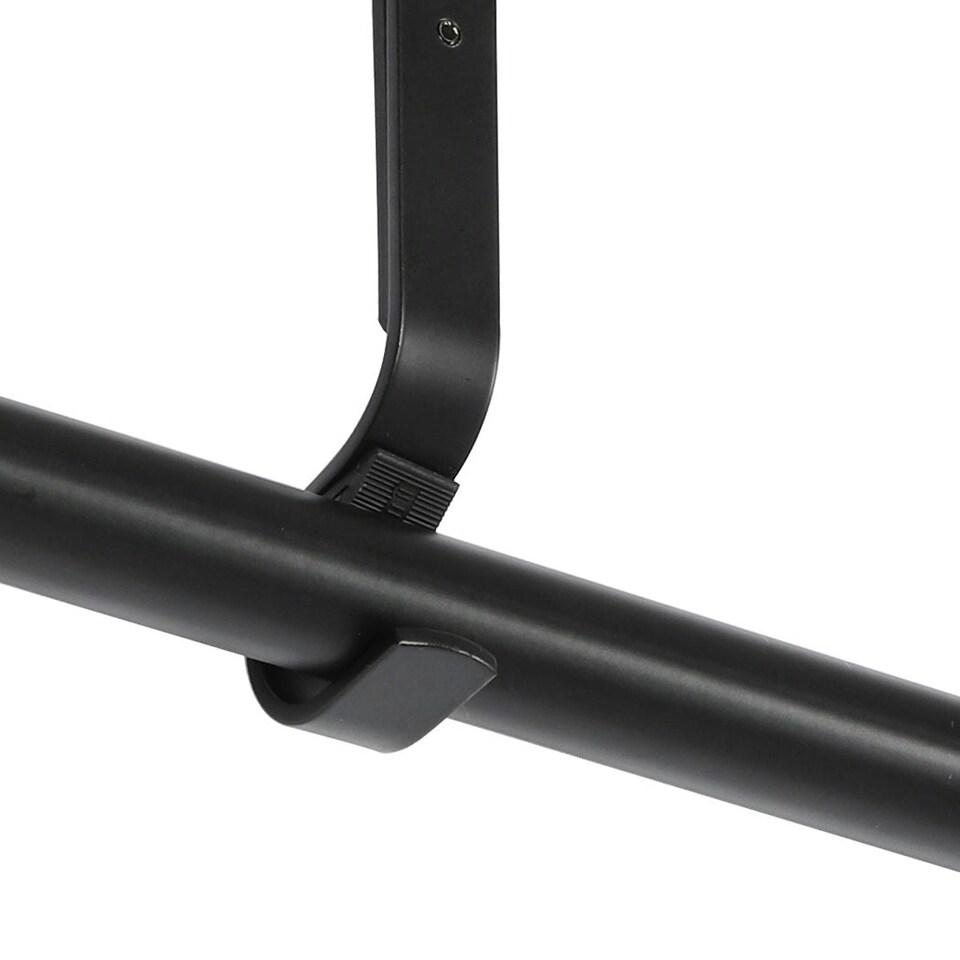 image 1 of Marlow Black Steel Curtain Rod Set Extendable Adjustable with Quiet Operation | Black