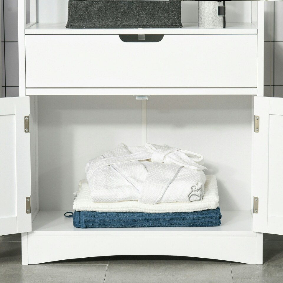 image 1 of kleankin Bathroom Floor Storage Cabinet Kitchen Sideboard Standing Unit W/ Doors