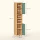 image 5 of HOMCOM Tall Bathroom Cabinet, Freestanding Slim Bathroom Storage Cabinet with 2 Doors, Adjustable Shelves and Open Shelves, 30 x 30 x 166 cm, Green
