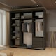 image 4 of Modern Full Mirror 200cm Sliding Door Wardrobe Available in White or Black | Bedroom Storage with Drawers & Hanging Rails Black | 200cm