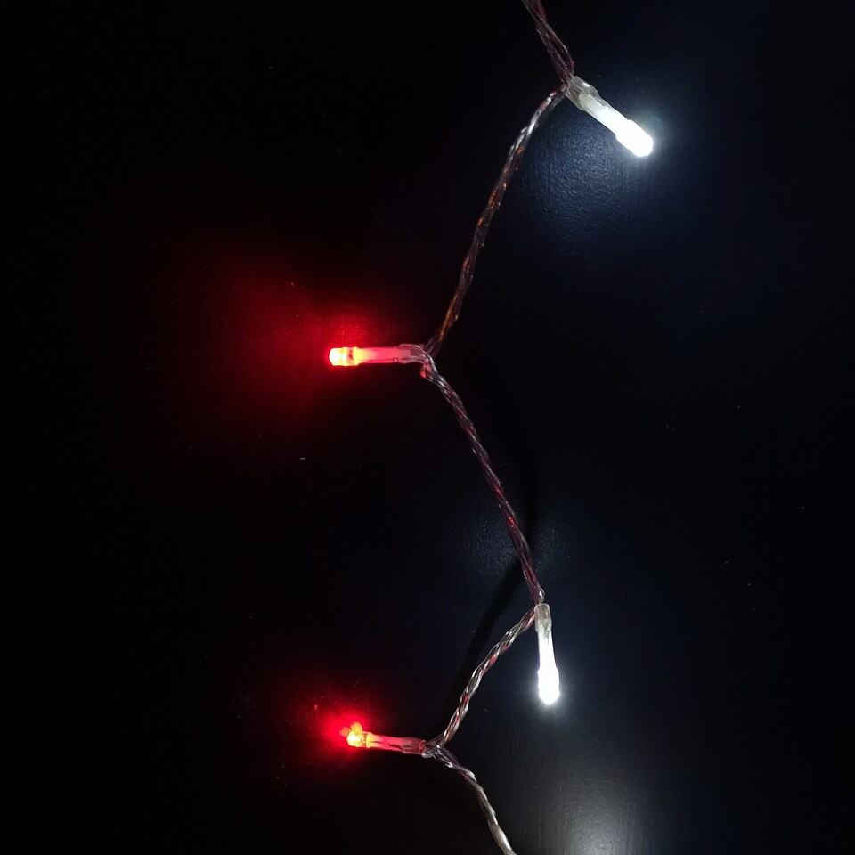 image 1 of 200 LED 16m Christmas Outdoor Function Lights Timer Clear Cable in Red & White