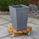 image 3 of Tom Chambers Handcrafted Heavy Duty Round Traditional Wood Garden Patio Plant Flower Pot Stand Caddy Trolley Dolly on Strong Metal Castor Wheels 30cm | Brown | Brown