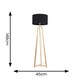 image 3 of ValueLights Lottie Natural Wood Tripod Floor Lamp with Black Fabric Drum Shade and LED Bulb
