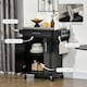 image 3 of HOMCOM Wooden Kitchen Island on Wheels, Serving Cart Storage Trolley with Stainless Steel Top, Drawer, Side Handle and Rack, Black