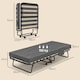 image 5 of HOMCOM Folding Bed with Mattress, Foldable Guest Bed on Wheels, Portable Single Bed with 10cm Mattress, Side Pockets, Cover, 190 x 80cm, Dark Grey