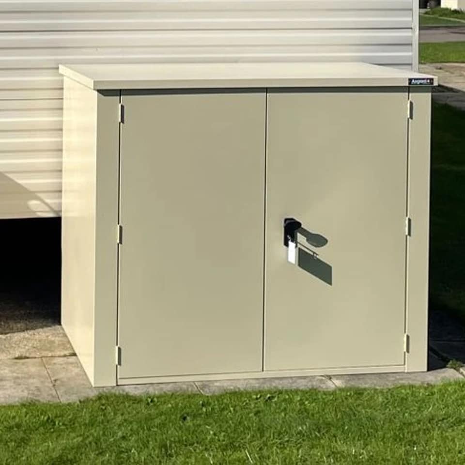 ASGARD Secure Store metal garden shed with full metal floor in CREAM ...