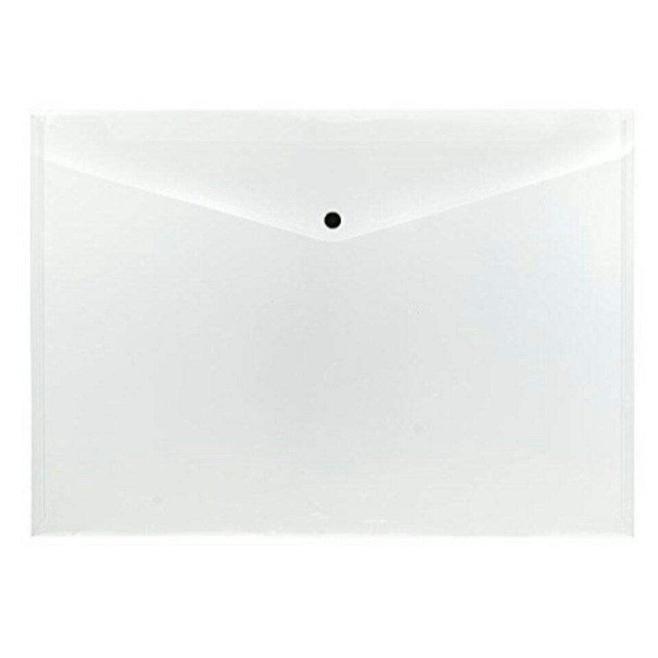 image 1 of Pack of 12 Janrax A3 Clear Document Wallets - Button Stud Folder
