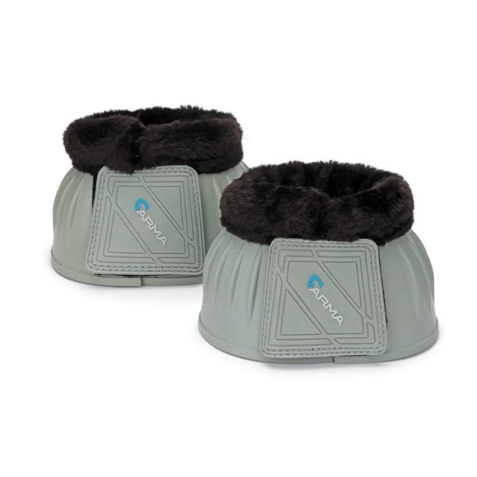 image 1 of Shires Arma Black Fleece Over Reach Boots Black | Colour: Black/Cherry
Size: Pony