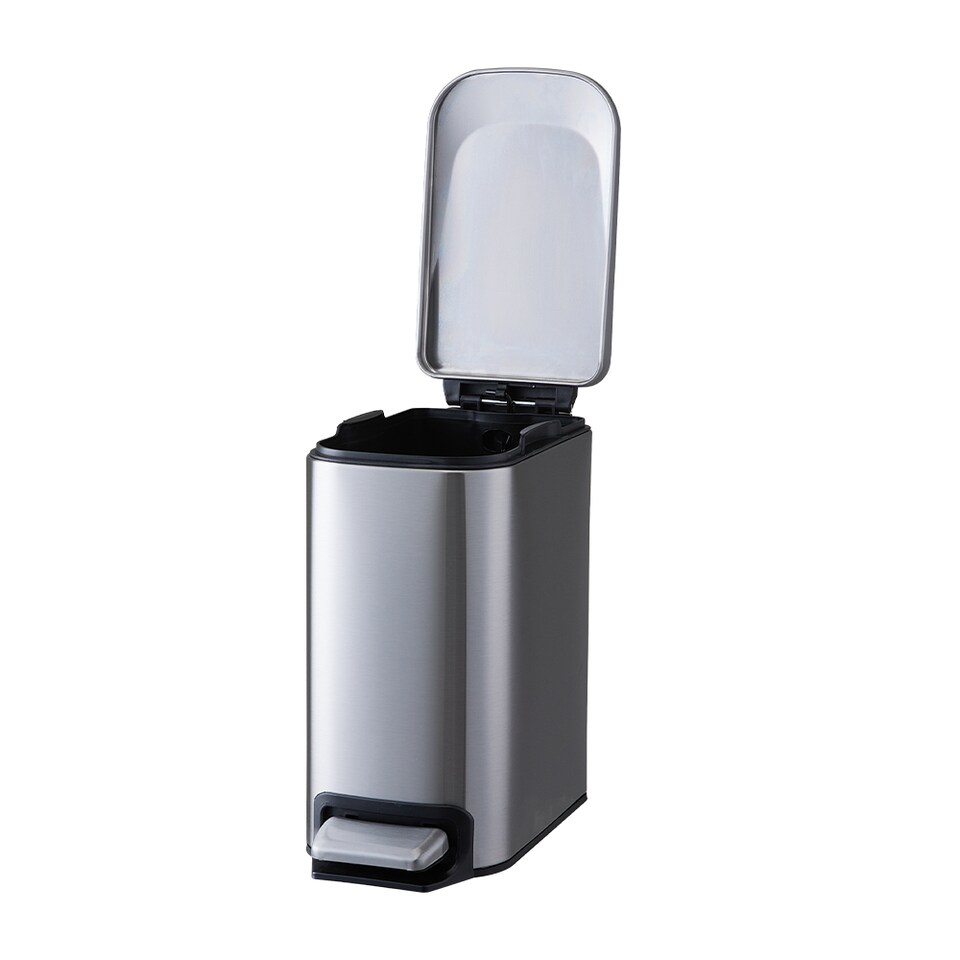image 1 of Living and Home 6L Smudge-Resistant Rubbish Bin With Foot Pedal | Silver