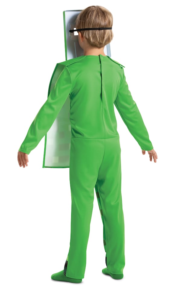 image 1 of Minecraft Creeper Costume – Boys Officially Licensed 2-Piece Fancy Dress Outfit, Green, Ages 3-8