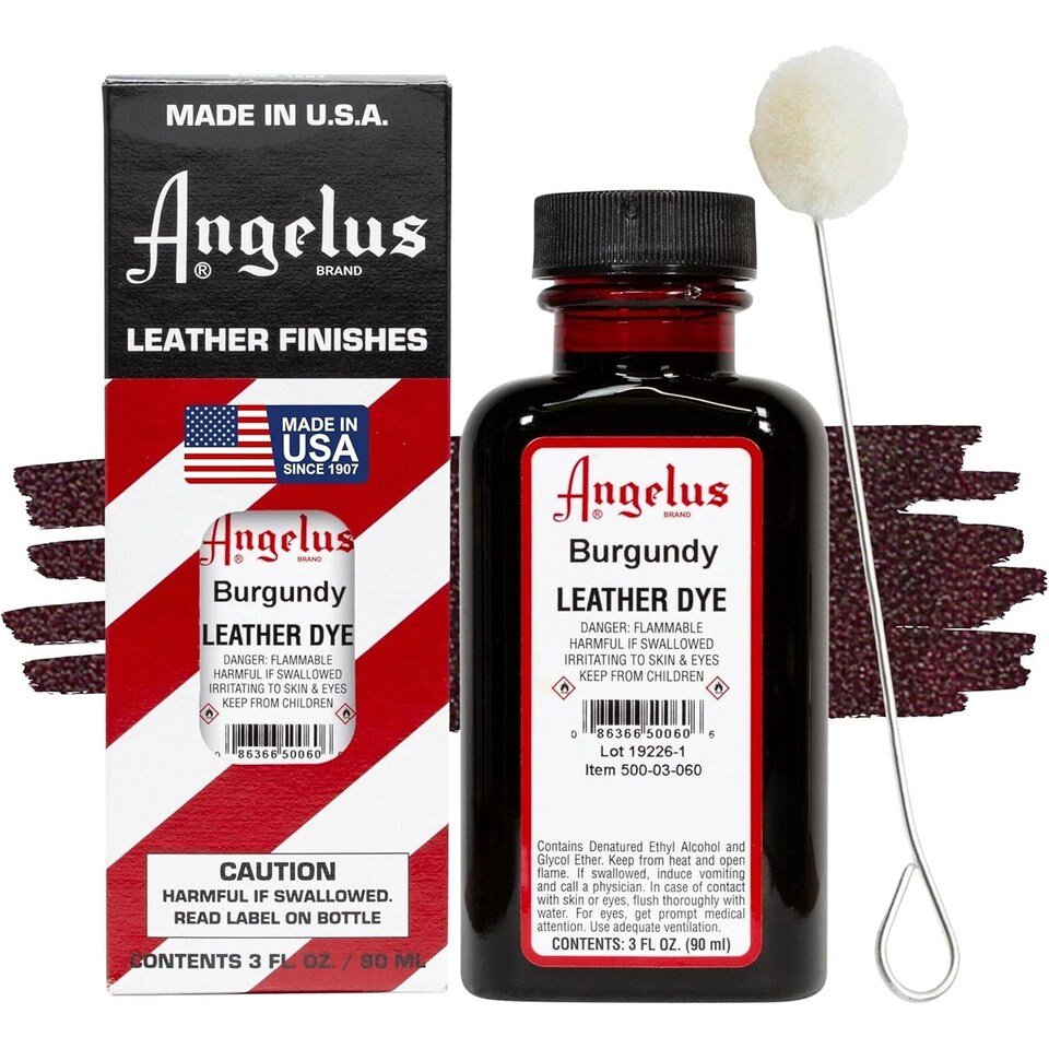 image 1 of Angelus Leather Dye - Permanent Deep Penetrating Colour Change 3oz | Red | Burgundy