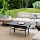 image 2 of Outsunny Metal Garden Coffee Table with Slatted Tabletop, Dark Grey Grey | Dark Grey