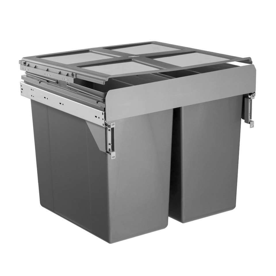 image 1 of FittingsCo, 90 L Under Counter Pull Out Waste Bin Set 2x45 L for 600mm Cabinet, Side Mounted Soft Close