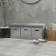 image 7 of HOMCOM Shoe Bench with Seat, Shoe Storage Bench Fabric Drawers, Grey White