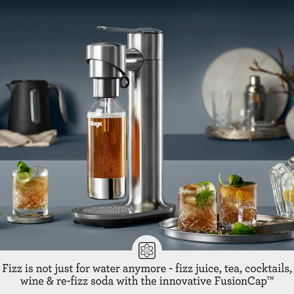 image 1 of Sage The InFizz Fusion Home Soda Maker, for Sparkling Water, Juice, Tea, Cocktails and All Fizzy Drinks, Brushed Stainless Steel