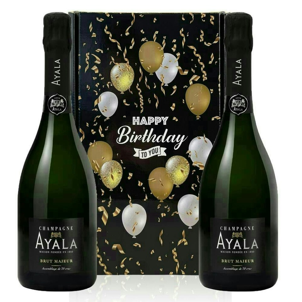 Ayala Brut Majeur Champagne, Happy Birthday Twin Gift Box (Case of 2, 75cl) 12.5% abv