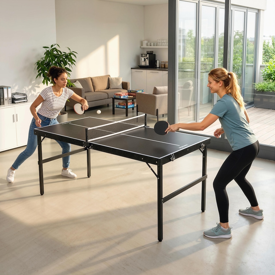 image 1 of SPORTNOW 5ft Mini Table Tennis Table, Folding Ping Pong Table