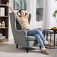 image 8 of HOMCOM Wingback Chair, Modern Accent Chair for Living Room Bedroom Grey